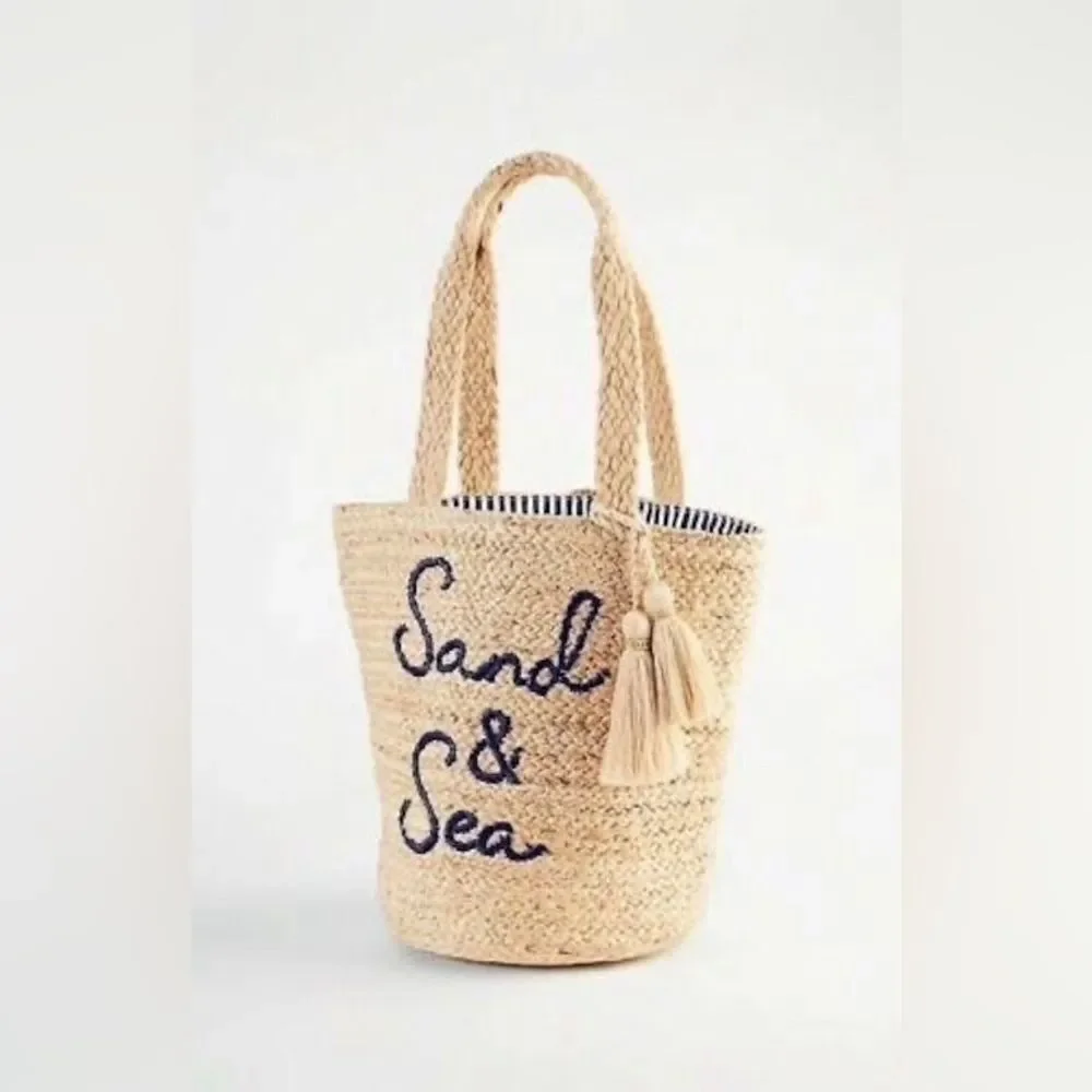 NWT‎ J.Jill  Gorgeous Sand and Sea Jute Tote-Woven Tote Bag